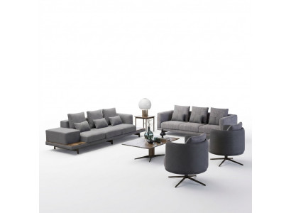 Design Sofagarnitur 2x Sofa Dräisëtzer Set Fotell Couch Modern Luxus Nei Poliwwerk