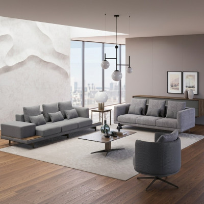 Sofagarnitur Wunnzëmmer Modern Garnitur 2x Sofa Dräisëtzer Polstermöbel Fotell