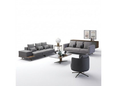 Sofagarnitur Wunnzëmmer Modern Garnitur 2x Sofa Dräisëtzer Polstermöbel Fotell