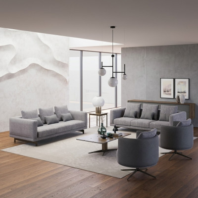 Modern Miwwelen Wunnzëmmer Set 6tlg 2x Still Garnitur Luxus 2x Fauteuilen Dësch