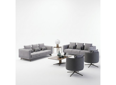 Modern Miwwelen Wunnzëmmer Set 6tlg 2x Still Garnitur Luxus 2x Fauteuilen Dësch