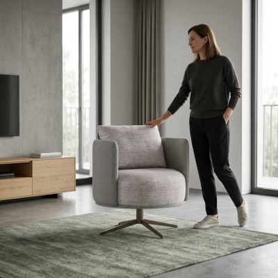 Luxus Gro Sessel Wunnzëmmer Polstermöbel Modern Design Nei Polster Stoff Textil