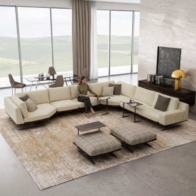 Luxus Komplett Ecksofa L Form Sofas Luxus 2x Bäistelltësch 2x Hocker Garnitur Nei