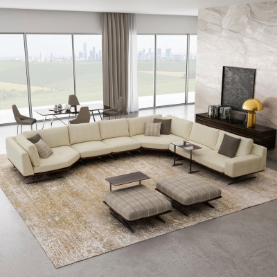 Luxus Komplett Ecksofa L Form Sofas Luxus 2x Bäistelltësch 2x Hocker Garnitur Nei