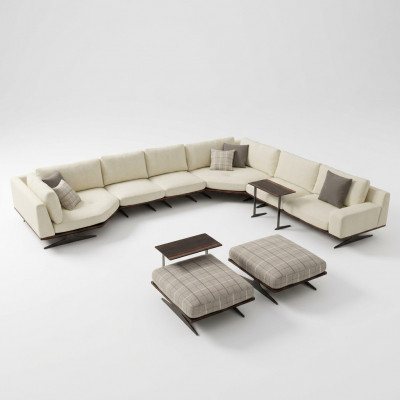 Luxus Komplett Ecksofa L Form Sofas Luxus 2x Bäistelltësch 2x Hocker Garnitur Nei