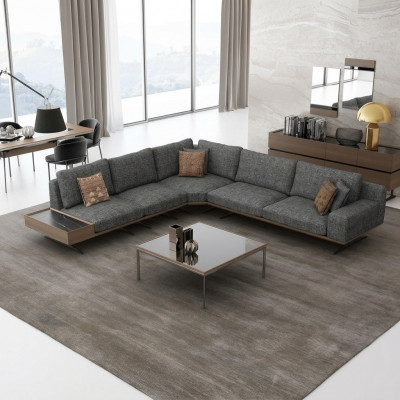 Gro Sofa L Form Wunnzëmmer Set 2tlg Couchtisch Ecksofa Luxus Polstermöbler