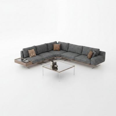 Gro Sofa L Form Wunnzëmmer Set 2tlg Couchtisch Ecksofa Luxus Polstermöbler