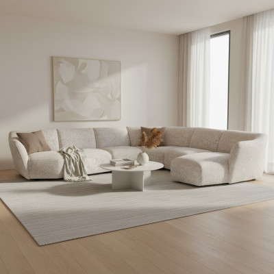 Wunnzëmmer Sofa Canapé U-Form Nei Eckgarnitur Luxus Polstermöbel Ariichtung