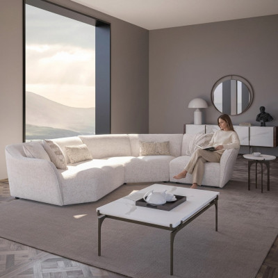 U-förmeg Canapé Sofa Polsterset Wunnzëmmer Design Ecksofa Neien Dësch