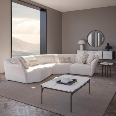 U-förmeg Canapé Sofa Polsterset Wunnzëmmer Design Ecksofa Neien Dësch