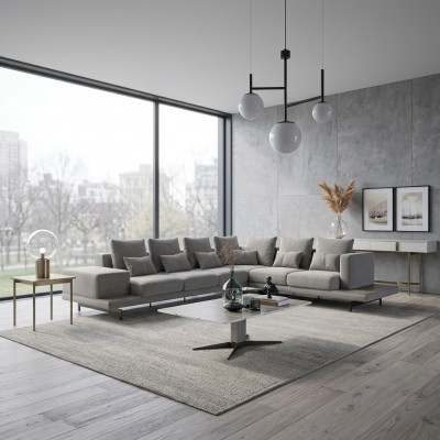 Polstermöbel Gro Sofa Canapé L-Form Design Ecksofa Neit Wunnzëmmer Canapé Dësch