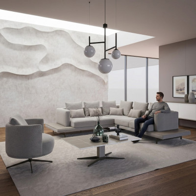 Design Eckcouch L-Form Polstermöbel Luxus Living Zëmmer Dësch Ariichtung