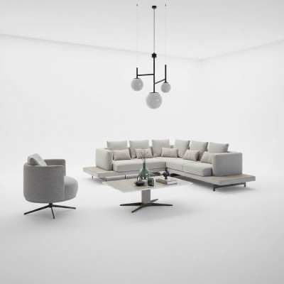 Design Eckcouch L-Form Polstermöbel Luxus Living Zëmmer Dësch Ariichtung