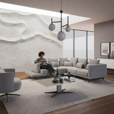 Polstermöbel Luxus Eckecksofa L-Form Wunnzëmmer Gro Sofa Canapé Couchdësch