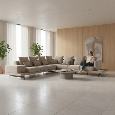 Grau Designer Sofa Couch Polster Textil Ecksofa Polstermöbel Wunnzëmmer Nei