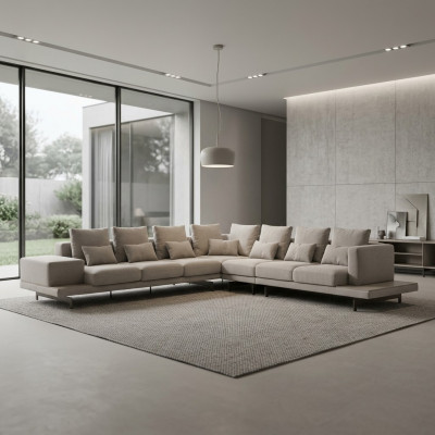 Grau Designer Sofa Couch Polster Textil Ecksofa Polstermöbel Wunnzëmmer Nei