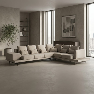 Polstermöbel Grau Designer Ecksofa L-Form Polster Textil Sofa Wunnzëmmer