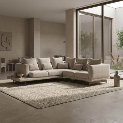 Wunnzëmmer Designer Textil Polstermébel Ecksofa Ariichtung Canapé L-Form