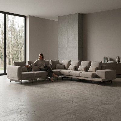 Wunnzëmmer Luxus Ariichtung Eckcanapé L-Form gepolsterte Miwwelen Canapé Couch