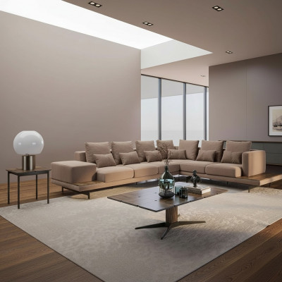 Wunnzëmmer Ecksofa L-Form Designer Luxus Garnitur Ariancht Kaffisdësch Nei