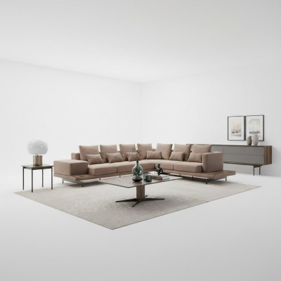 Wunnzëmmer Ecksofa L-Form Designer Luxus Garnitur Ariancht Kaffisdësch Nei
