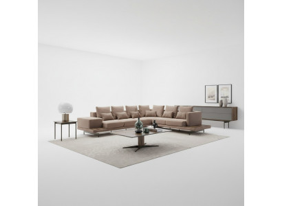Wunnzëmmer Ecksofa L-Form Designer Luxus Garnitur Ariancht Kaffisdësch Nei