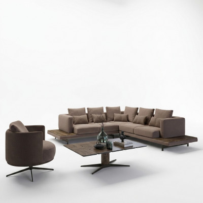 Wunnzëmmer Designer Miwwelen Luxus Garnitur Ecksofa L-Form Ariichtung Dësch.