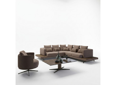 Wunnzëmmer Designer Miwwelen Luxus Garnitur Ecksofa L-Form Ariichtung Dësch.