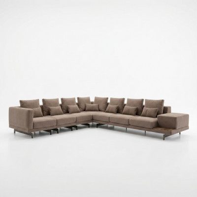 Luxus Designer Komplett Sofa Canapé L-Form Ariichtung Holzcouchtisch Neit