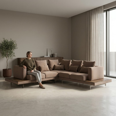 Wunnzëmmer Ecksofa Nei Ariichtung Textil Sofa Couch L-Form Luxus Miwwelen