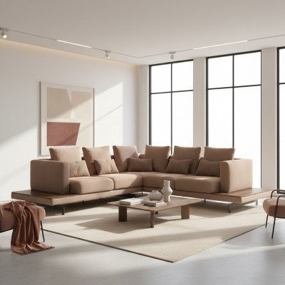 Wunnzëmmer Ecksofa Nei Ariichtung Textil Sofa Couch L-Form Luxus Miwwelen