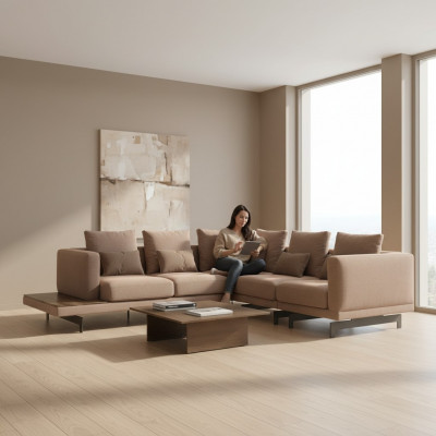 Polstersëtz Ecksofa L-Form Sofa Couch Polster Textil Luxus Ariichtung