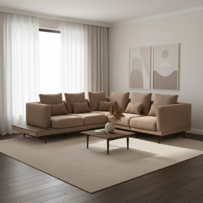 Polstersëtz Ecksofa L-Form Sofa Couch Polster Textil Luxus Ariichtung