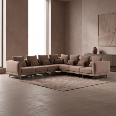 Luxus Ecksofa Canapé L-Form Polster Textil Polstersofa Nei Ariichtung Wunnzëmmer