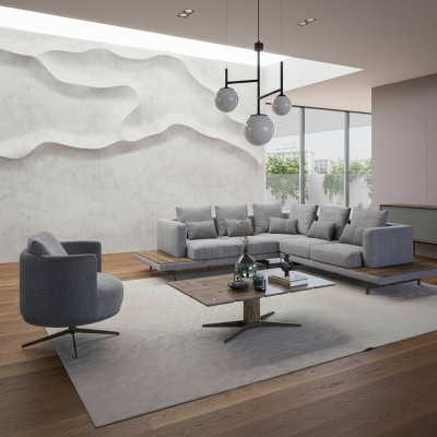 Wunnzëmmer Garnitur 3 Deeler Textil Sofa Couch L-Form Nei Dësch Luxus Miwwelen