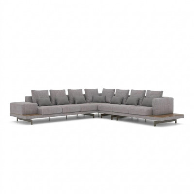 Grou Sofacouch L-Form Designer Textil Miwwelen Polstersofa Wunnzëmmer Nei