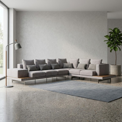 Designer neit Ecksofa L-Form Gro Textil Miwwel Wunnzëmmer Ariichtung