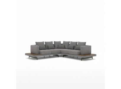 Wunnzëmmer Griis Textil Sofa Couch L-Form Designer Luxus Polstersofa