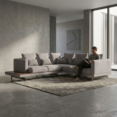 Sofa Couch L-Form Designer Gro Ecksofa Textil Luxus Wunnzëmmer Ariichtung