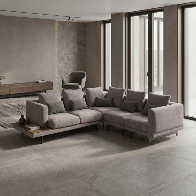 Sofa Couch L-Form Designer Gro Ecksofa Textil Luxus Wunnzëmmer Ariichtung