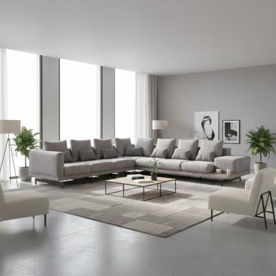 Eckcouch L-Form Wunnzëmmer Ariichtung Designer Textil Canapé Modern Garnitur