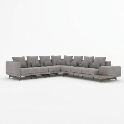 Eckcouch L-Form Wunnzëmmer Ariichtung Designer Textil Canapé Modern Garnitur
