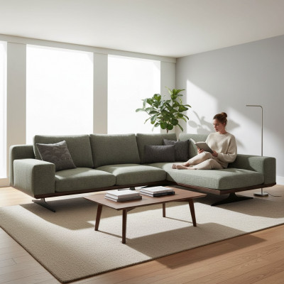 Grau Designer Ecksofa L-Form Relax Wunnzëmmer Polstersofa Luxus Modern Miwwelen