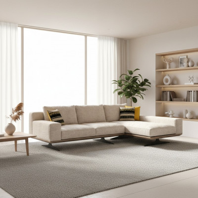 Designersofa Ecksofa L-Form Garnitur Couch Wunnzëmmer Polster Textil Nei