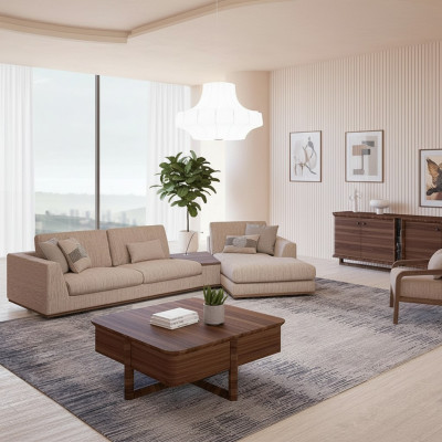 Designer beige Sofaen L-Form Polstermöbel Ecksofa Neie Luxus Sesselen Wunnzëmmer
