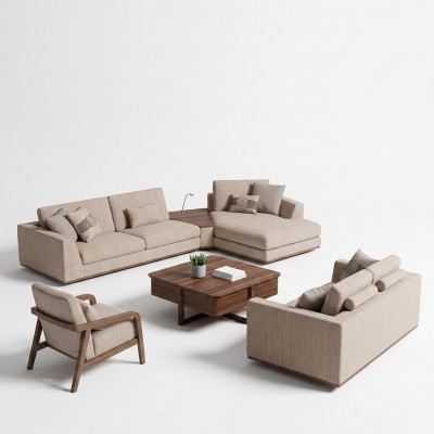 Luxus Cannapé-Garnitur Ecksofa L-Form Zweisëtzer Cannapé Luxus Fautteuil Polstermöbel