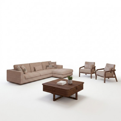 Nei Couch-Setzgrupp Wunnzëmmer Designer 2x Still Luxus Beige Gepolstert Miwwelen