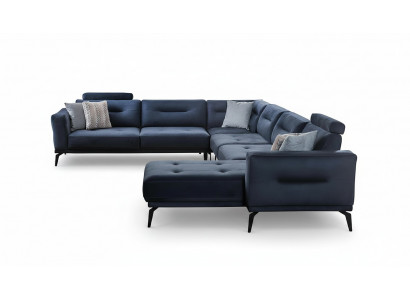 Luxus Modern Design Wunnzëmmer U-Form Eckcouch Massiv Donkelblo Canapé