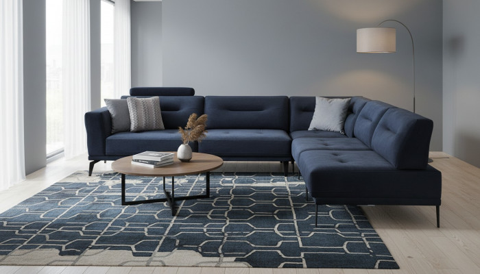 L-Form Luxus Wunnzëmmer 4-Sëtzer Stoffssofa Ecksofa Modern Design