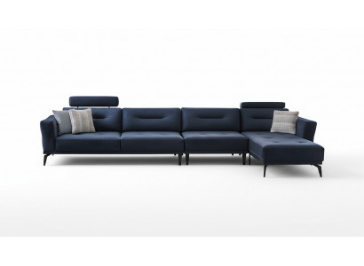 Massiivt Wunnzëmmer L-Form donkelblo Eckssofa Modern Luxus Design